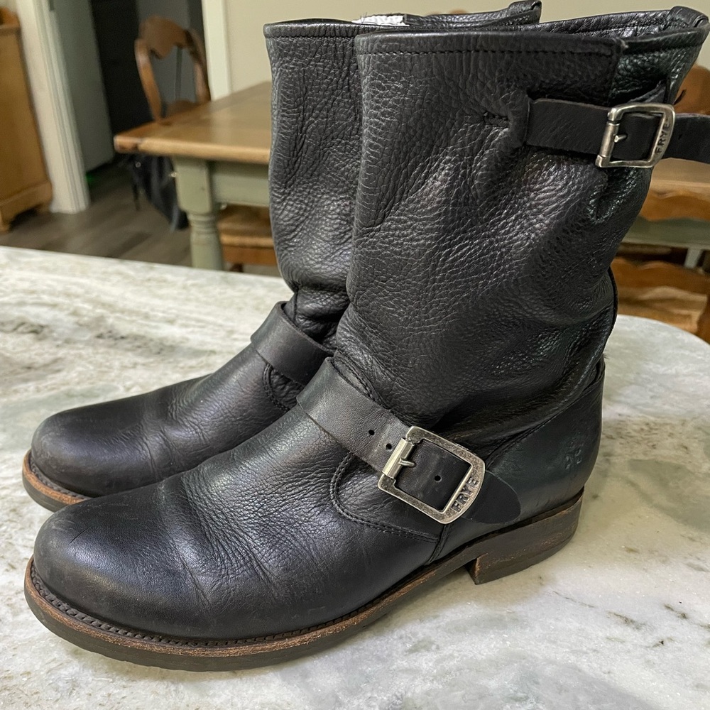 Black Leather Frye Veronica Boots